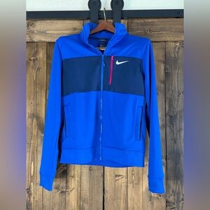 Nike Royal Blue Jacket with Black Label and White Swoosh